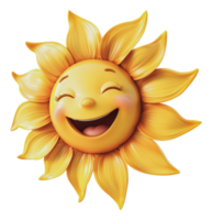 Happy sun character with a bright smile and rays png