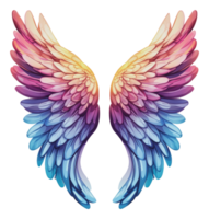 Colorful feathered wings with a gradient design png