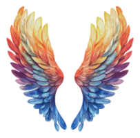 Colorful feather wings with a gradient design png