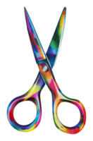Colorful scissors with a vibrant design on display png