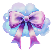 Colorful bow over a starry cloud background png