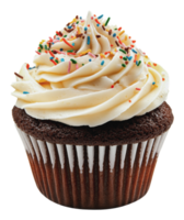 Chocolate cupcake with creamy frosting png
