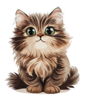 Cute fluffy kitten with big eyes sitting quietly png
