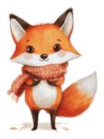 Fox in a scarf in the snow png