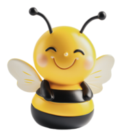 Cute smiling bee character sitting on a surface png