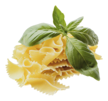 Fresh basil with uncooked farfalle pasta png