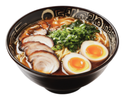 Pork ramen with soft-boiled eggs png