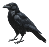 Raven on a branch illustration png