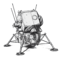 Lunar lander sketch on moon surface png