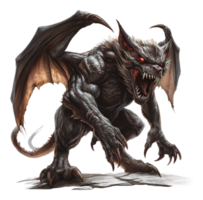 Fantasy art of a fierce winged creature png