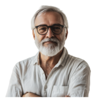 Smiling senior man in bright room png