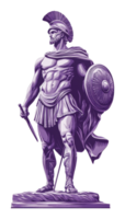 Statue of a Greek warrior with sword and shield png
