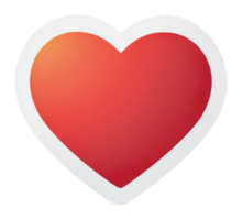 Gradient red heart on white background png