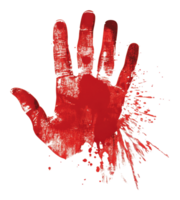 Red handprint with splatters on white png