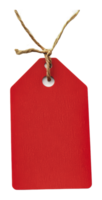 Simple red tag hanging on a twine string indoors png