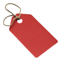 Bright red tag with string for labeling items png