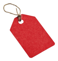 Bright red tag with string for labeling items png