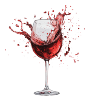 Red wine splashing in a glass png