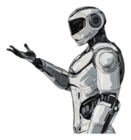 Futuristic robot gesturing with one hand png