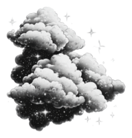 Dark clouds with shimmering stars in night sky png
