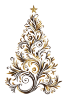 Ornate golden Christmas tree design png