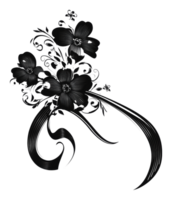 Floral design with ribbons and swirls png