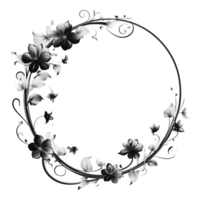 Floral circle frame with butterflies png