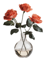 Beautiful bouquet of roses in a clear vase png