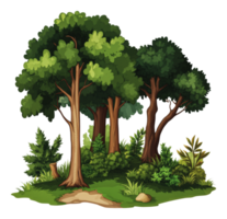Lush forest with diverse trees and greenery png