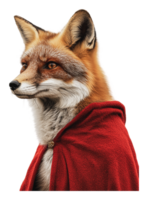 Fox wearing a red cloak in a whimsical portrayal png