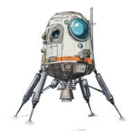 Retro design of a futuristic landing pod png