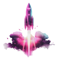 Vivid rocket launch on bright backdrop png