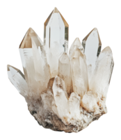 Beautiful quartz crystal cluster shines in light png