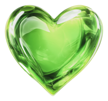 Green heart shaped object made of glass png