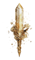 Crystal spear emerging from golden shards png