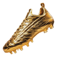 Golden soccer cleat on a plain backdrop png