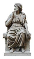 Seated philosopher sculpture, thoughtful png
