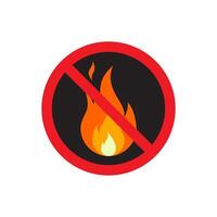 Fire prohibition sign icon in flat design. Stop flame sign symbol vector