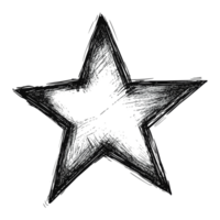 Star shape drawn with a rough sketch style png