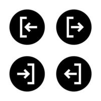 Login and logout icon on black circle. Sign in and sign out symbol vector