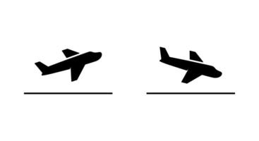 Airplane take off and landing icon in generic design. Departure and arrival plane sign symbol vector