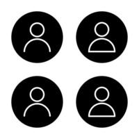 Login user avatar icon set on black circle. Profile account sign symbol vector
