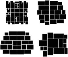Set of collage black and white mosaic tiles photo template. vector