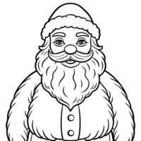 santa claus face beard moustache happy xmas christmas new year outline thin line icon black on white background. vector