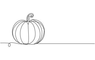 Pumpkin drawing one continuous line vector
