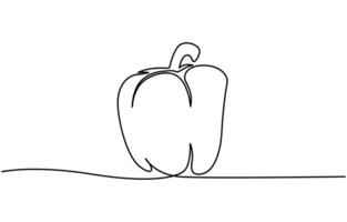 Capsicum continuous one line art drawing of illustration, Bell peppers one line continuous drawing. Peppers continuous one line illustration minimalist linear illustration vector