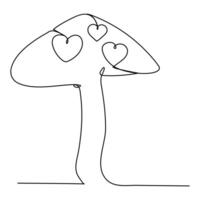 Mushroom continuous one line drawing of duck water bird art illustration vector