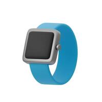 3D illustration of modern smartwatch with blue strap and minimalistic design. Perfect for fitness, health tracking, technology, wearable gadgets, or user interface concepts vector
