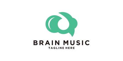 logo design combination of musical notes and brain, earphone, technology, logo design , symbol, icon, idea, creative. vector