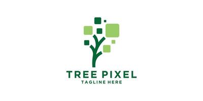 logo design tree technology, pixel, digital, logo design , symbol, icon, idea, creative. vector